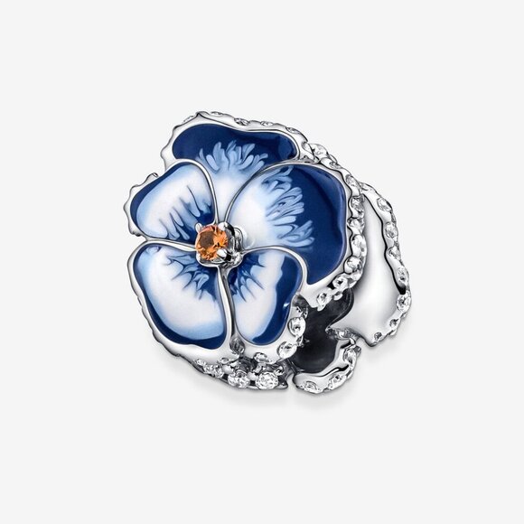 Pandora Blue Pansy Flower Charm - Picture 4 of 5